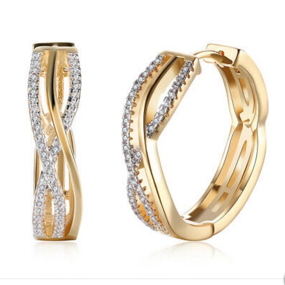 NWT 18k GOLD SILVER HOOP EARRINGS 100$ retail - Picture 2 of 5